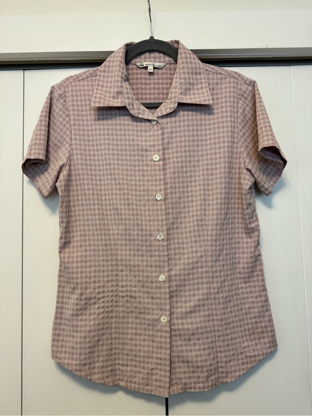 Tilley Pink Plaid Short Sleeve Button Up Travel Shirt Blouse Women's Size S/P